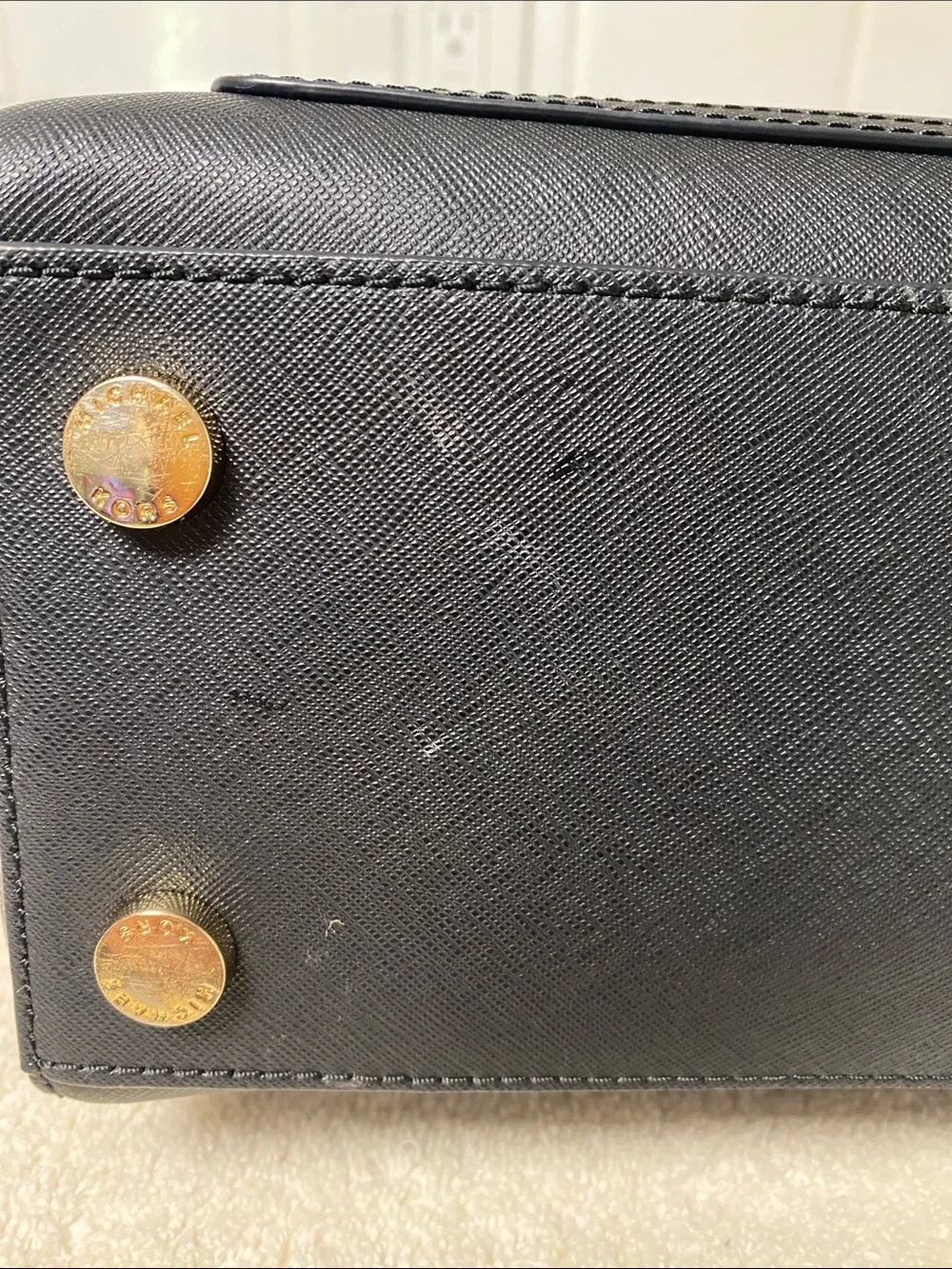 Michael Kors Black Saffiano Tote with Gold MK Emblem - Picture 8 of 10